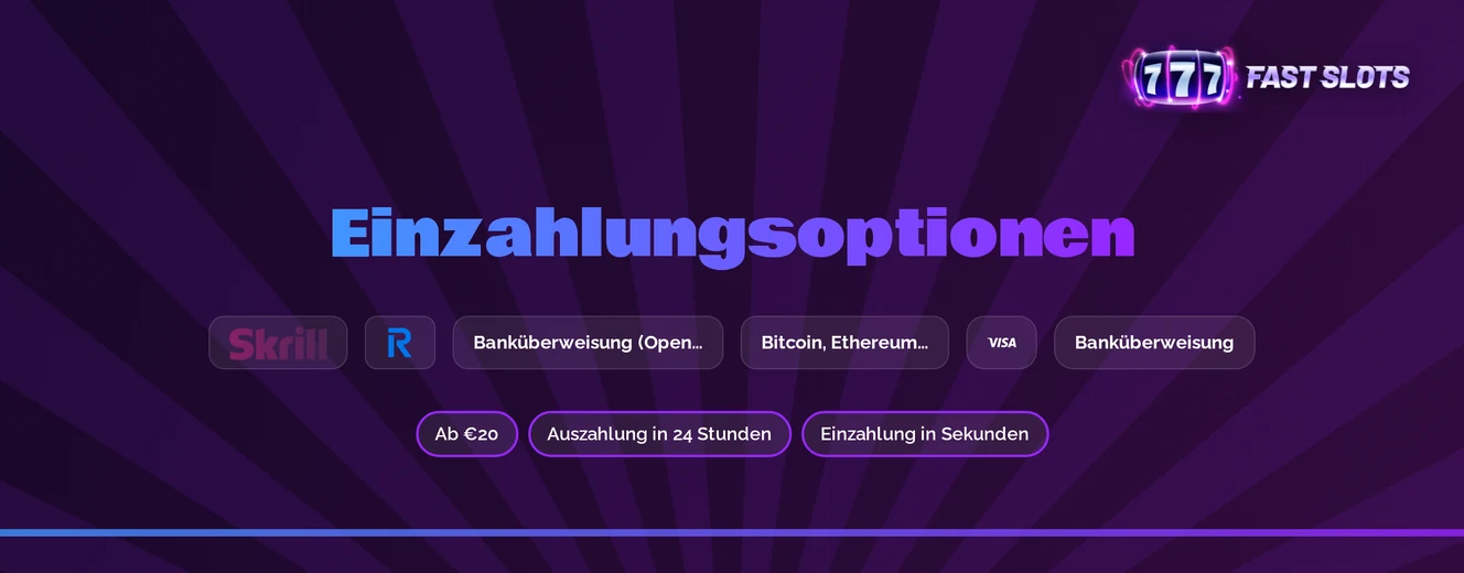 Wähle Einzahlungsoptionen schnell.